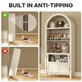 thumbnail image 6 of BOMETAO Arched Cabinet 70" Tall Arch Bookcase China Cabinet with Glass Doors and Open Adjustable Shelves, Storage Display Curio Cabinet for Kitchen, Living Room, White, 6 of 10
