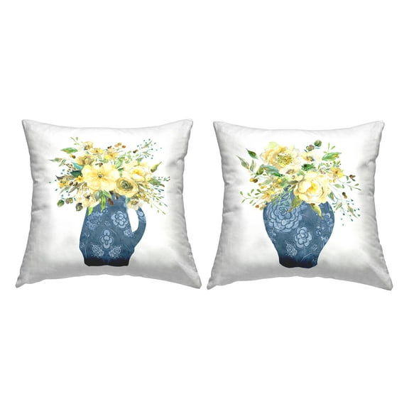Stupell Industries Sunny Chinoiserie Bouquets Decorative Printed Throw Pillow Design by Carol Robinson.