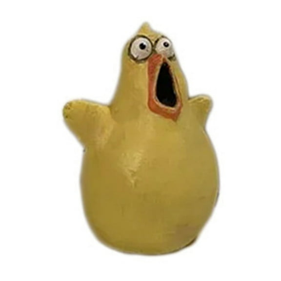 comerut Screaming Chicken Figurine Long Neck Chick Resin Statue Animal Sculpture Home Office Desktop Decoration Garden Backyard Ornament Christmas Gift