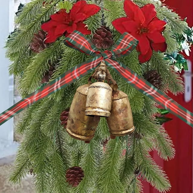 Fiudx Cencerros Navideños de Latón, Decoración Colgante de Metal Estilo Shabby, Diseño Rústico Único, Cencerro Vintage para Colgar En La Pared, Ambiente Festivo, Ideal para Puertas y Chimeneas, Juego