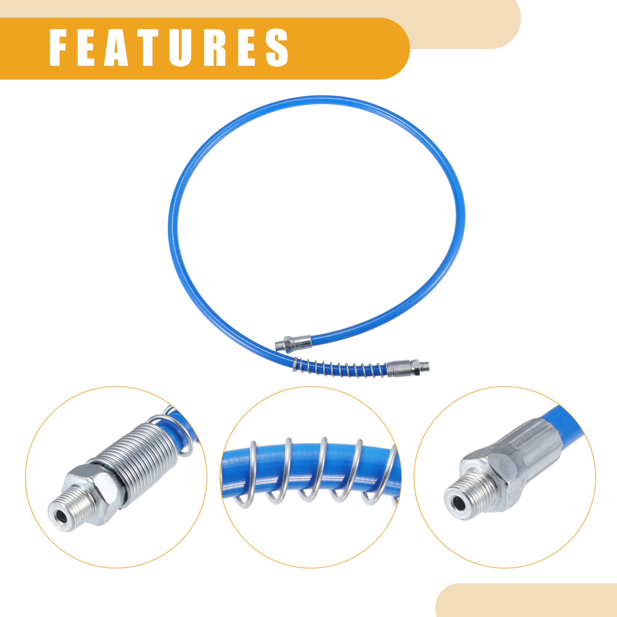 Unique Bargains Universal 1/8" NPT Grease Gun Flex Hose Blue 37 Inch