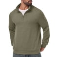 thumbnail image 4 of JWD Mens Quarter Zip Pullover Mock Neck Long Sleeve Casual Sweatshirt Lightweight Knit Top Dark Green XL, 4 of 8