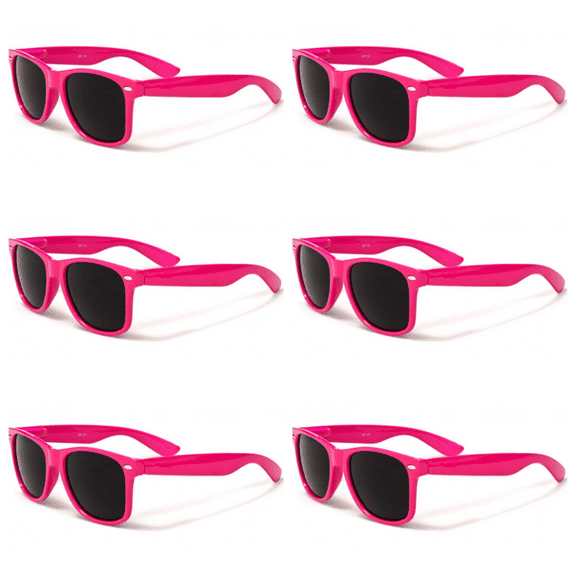 6 Pair Pink Retro 80's Pink Sunglasses Party Pack Free Shipping