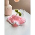thumbnail image 4 of Pet Knitted Flower Hat with Ruffled Edge Handcrafted Crochet Design Adjustable Tie for Small Dogs and Cats Costume Accessories, 4 of 4
