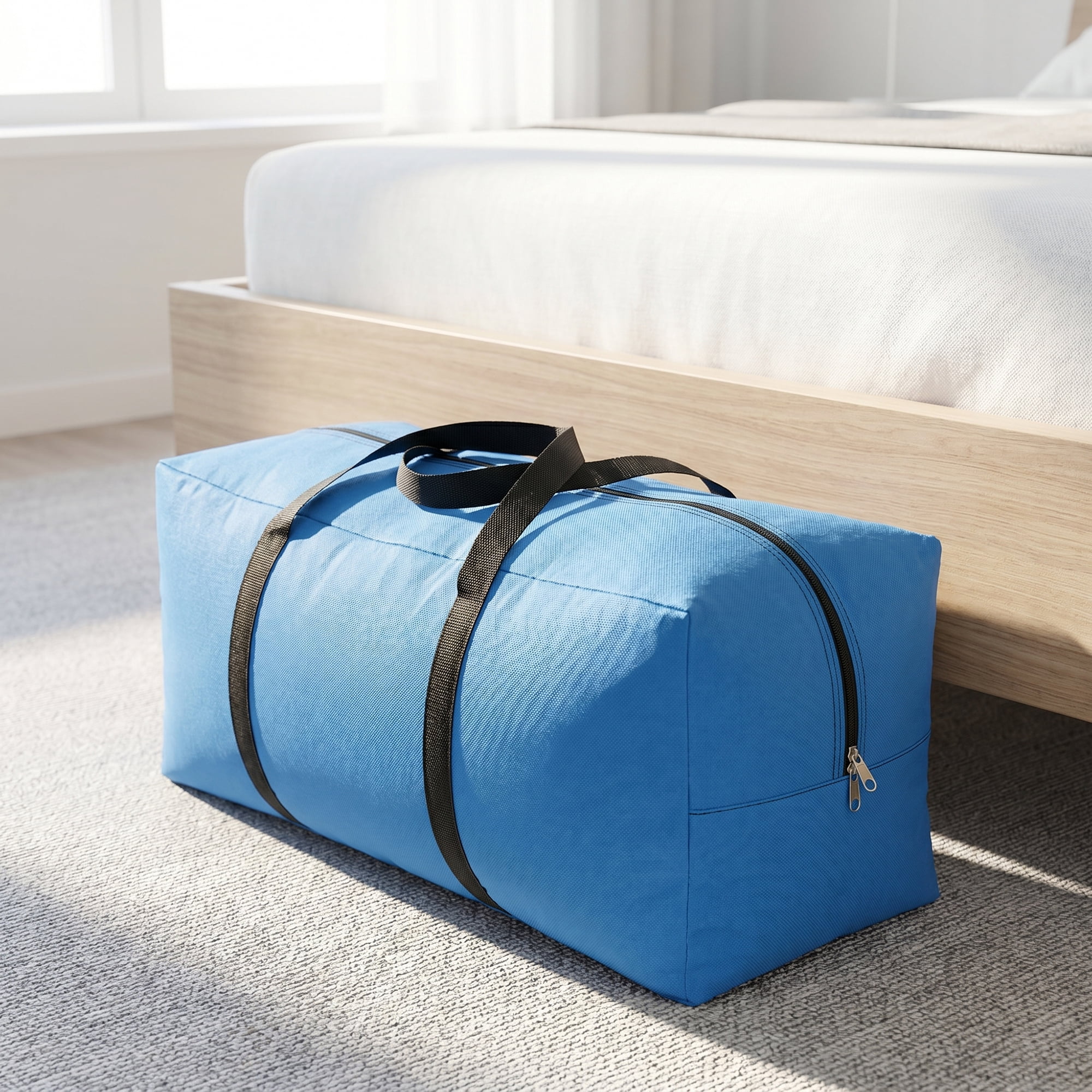 Unique Bargains Zipper Duffel Waterproof Oxford Moving Bag Dark Blue 31.5" x 11.4" x 14.2"