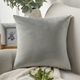 thumbnail image 2 of Phantoscope Decorative Throw Pillow Set, Soft Silky Velvet & Quilt Striped Velvet Series Cushion Bundle, for Sofa Couch Bedroom, Light Gray, 18" x 18", 2 of 8
