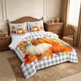 thumbnail image 2 of Erosebridal Plaid Pumpkin 7-Piece Twin Bedding,Fall Harvest Bedding Comforter Set,Grey,Reversible, 2 of 6