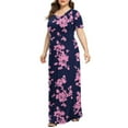 thumbnail image 5 of XFYSSS Plus Size Dresses for Women Round Neck Short Sleeve Maxi Dresses Casual Empire Waist Long Dress with Pockets XL-5XL, 5 of 6
