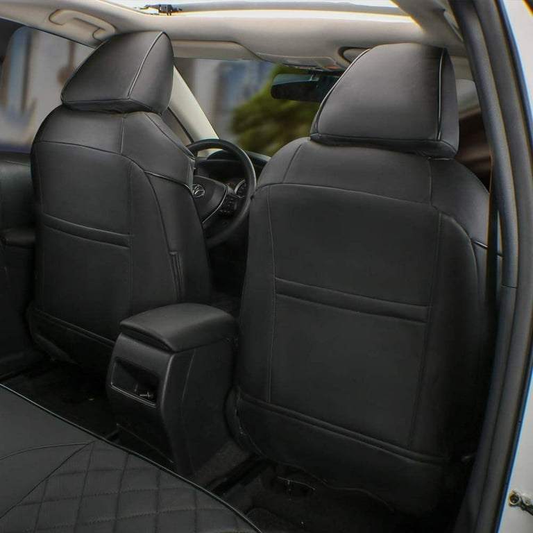 EKR Custom Fit Corolla Car Seat Covers for 2020 2021 2022 Toyota Corolla Hybird LE 2023 Hybrid XLE Full Set Leather Black with Blue Trim
