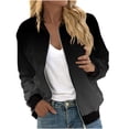 thumbnail image 3 of Feancey Womens Bomber Jackets Trendy Gradient Color Fall Jackets Lightweight Zip Up Flight Jacket Coat Casual Elastic Ribbed Varsity Outwear On Sale,Gray,S, 3 of 6