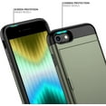 thumbnail image 4 of for iPhone SE Case with Card Holder Heavy Duty Protective Dual Layer Shockproof Hidden Card Slot Slim Wallet Case for Women and Man-Green, 4 of 11