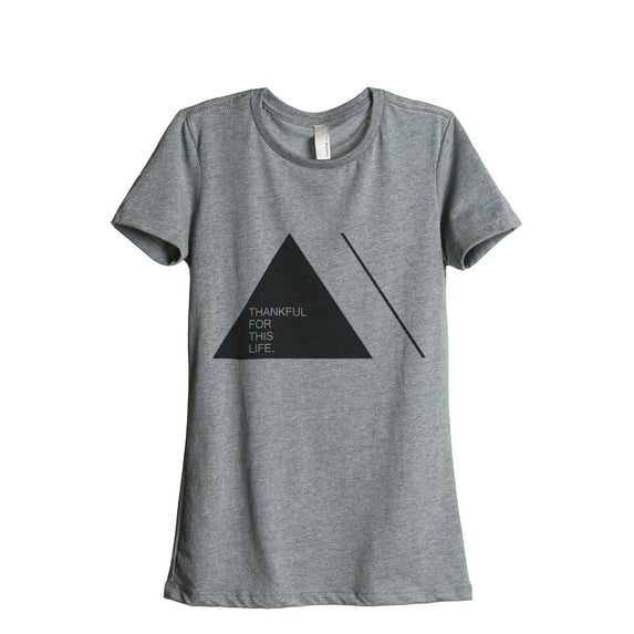 Thread Tank Thankful Life Women's Relaxed Crewneck T-Shirt Tee Heather Grey X-Large