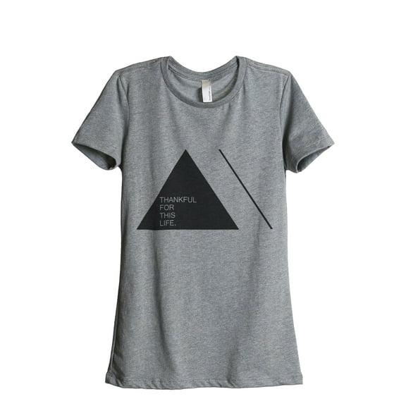 Thread Tank Thankful Life Women's Relaxed Crewneck T-Shirt Tee Heather Grey Small