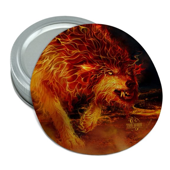 Fire Wolf Flaming Stalker Creature Round Rubber Non-Slip Jar Gripper Lid Opener