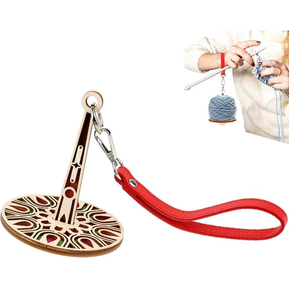 Wrist Yarn Holder, Portable Yarn Ball Minder Stand with Leather Wristband Yarn Minder Yarn Storage Wooden Yarn Holder for Knitting Crocheting Craft Lover (Colorful)