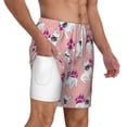 thumbnail image 3 of Picia Bulldog pattern Mens Swim Trunks with Compression Liner Stretch Beach Shorts Quick Dry with Zipper Pockets No-Chafing Board Shorts-Small, 3 of 9