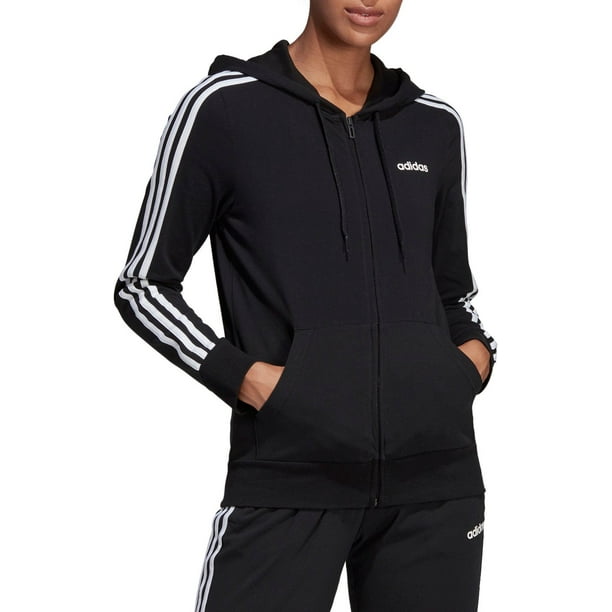 adidas Women's Essentials 3-Stripes Jersey Full Zip Hoodie adidas Women's Essentials 3-Stripes Jersey Full Zip Hoodie
