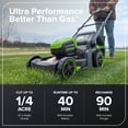 thumbnail image 3 of Greenworks 60V 17" Cordless Push Lawn Mower with 4.0Ah Battery and Charger, 3 of 14