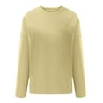 thumbnail image 4 of Tdoqot Womens Solid Color Sweatshirt- Pullover Casual Crewneck Loose Fit Fall Tunic Tops Yellow Size 2XL, 4 of 5