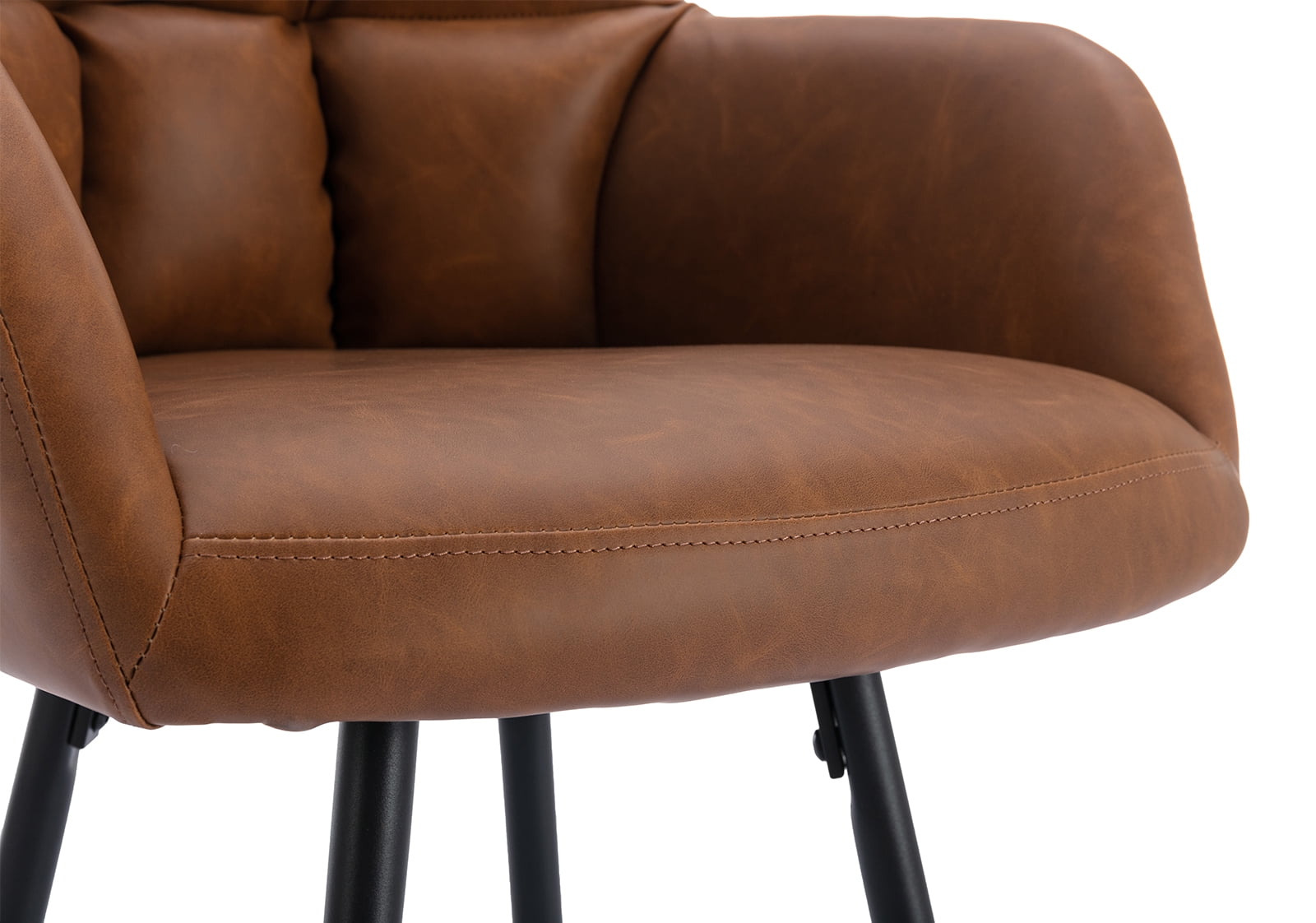 Guyou Modern 30"Counter Height Stool Set of 2, Faux Leather Upholstered Bar Stool Island Stool with Backrest and Metal Base for Kitchen Island Restaurant Bar, Brown