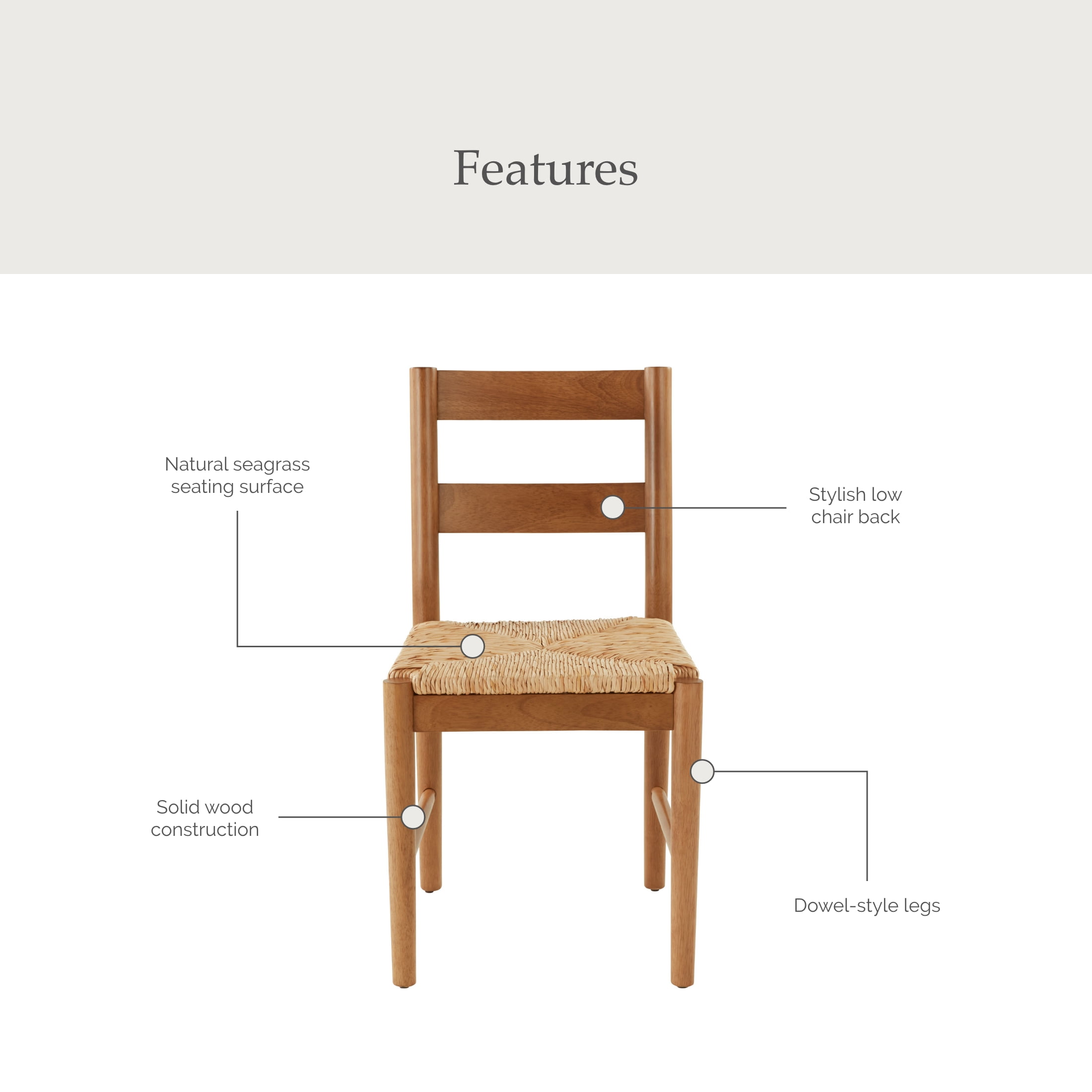 My Texas House Laurel Seagrass Dining Chairs, Set of 2