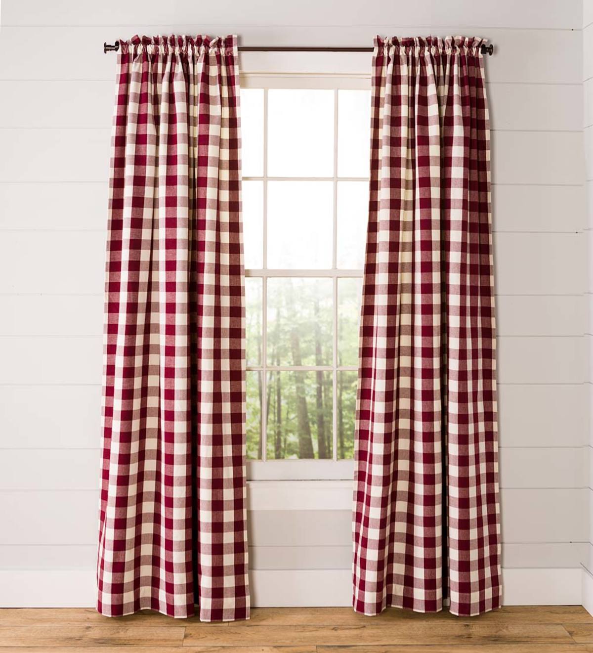 Buffalo Check RodPocket Cotton Curtain Pairs, 84 Inch L Pair
