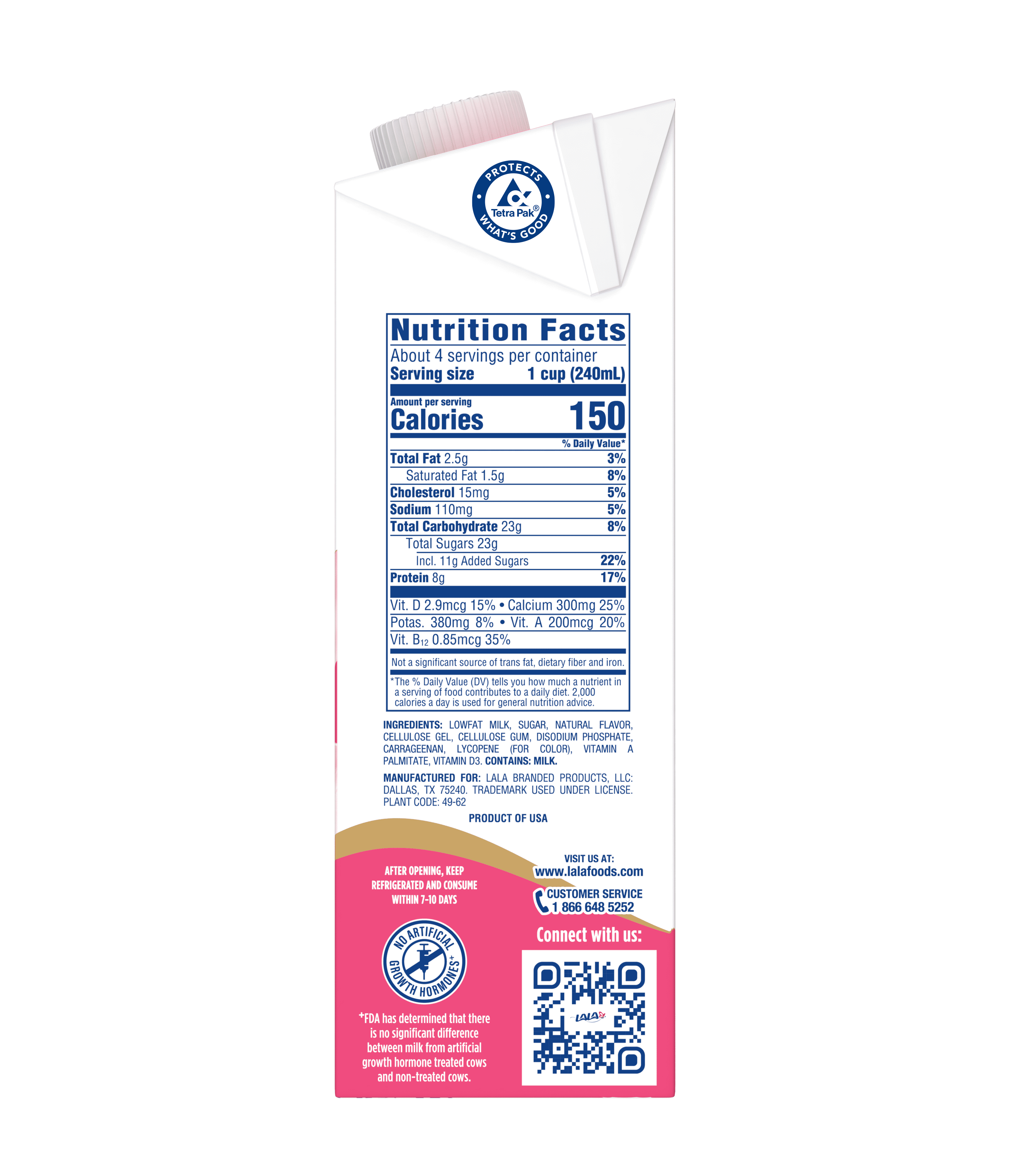 LALA Strawberry 1% Milk UHT 32oz