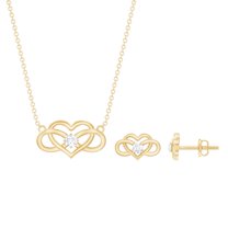 Rosec Jewels Infinity Heart Jewelry Set with Diamond in Gold, Natural Diamond Earring and Pendant Set for Women (0.25 CT, HI-SI Grade, April Birthstone), 10K Yellow Gold