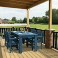 thumbnail image 6 of SERWALL 5-Piece Patio Dining Set, 59" Outdoor Dining Table and 4 Chairs with Umbrella Hole for Garden, Deck, Poolside, Blue, 6 of 9