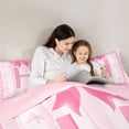 thumbnail image 4 of Manfei Pink Bow Letter H Print Twin Comforter Sets for Girls, Princess Ribbon Bedding Set, Pink Reversible, 2 Pieces, 4 of 6