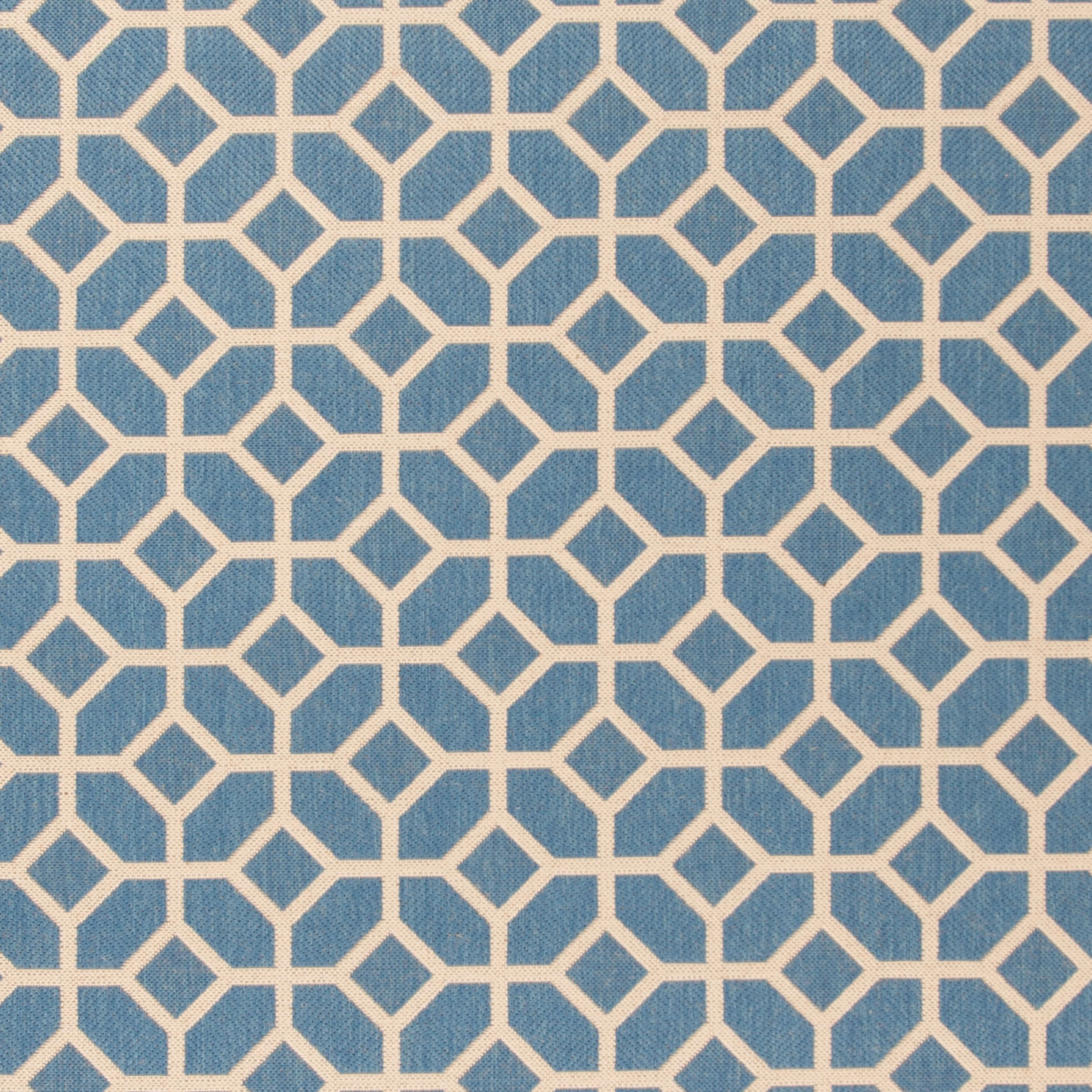 SAFAVIEH Beach House Theo Geometric Indoor/Outdoor Area Rug Blue/Cream, 8'6" x 12'