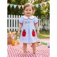 thumbnail image 3 of Cenuakty Girls A-line Dress, Short Sleeve Doll Collar Plaid Pens Summer Dress Back to School Clothes, 3 of 9