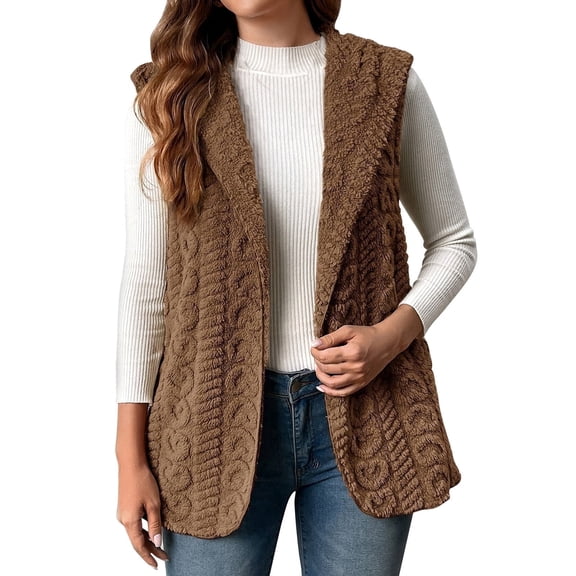 Enjoytime Women's Coats Sleeveless Hooded Cardigan Warm Lightweight Fall Winter Jacket Casual Loose Vests