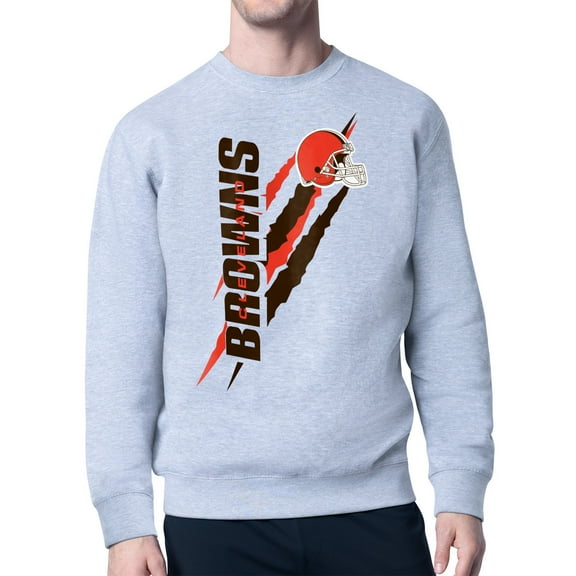Men's Starter Heather Gray Cleveland Browns Color Scratch Team Graphic Fleece Pullover Sweatshirt