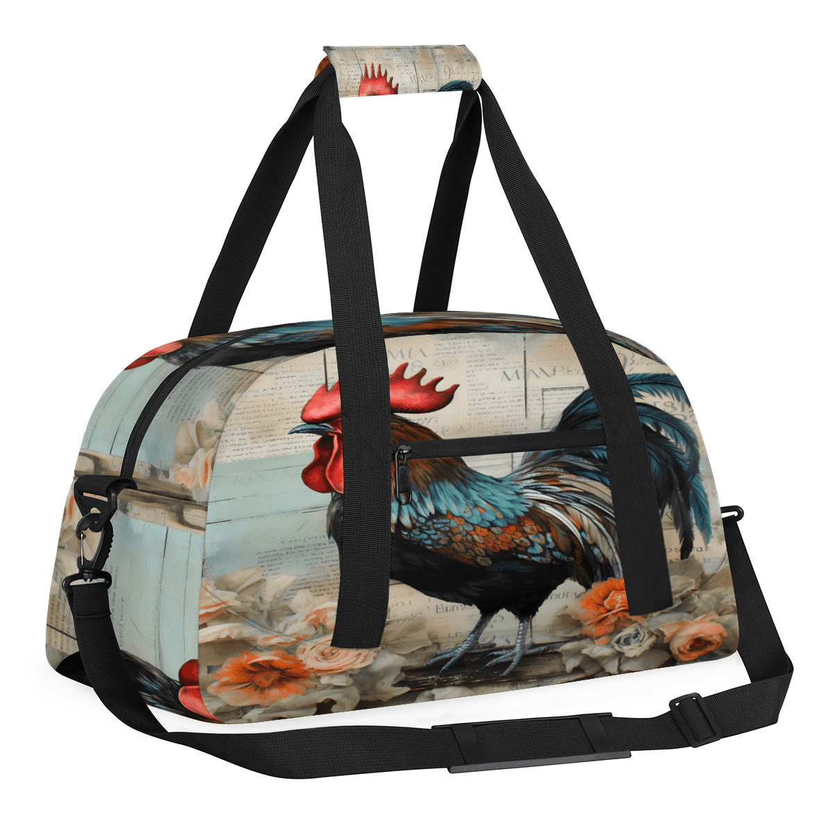 Herdesigns Sports Duffle Bags Travel Duffle Bag Gym Bag Retro Cock Weekender Travel Bag Waterproof Overnight Bag Carry On Travel Tote Bag Dance Bags