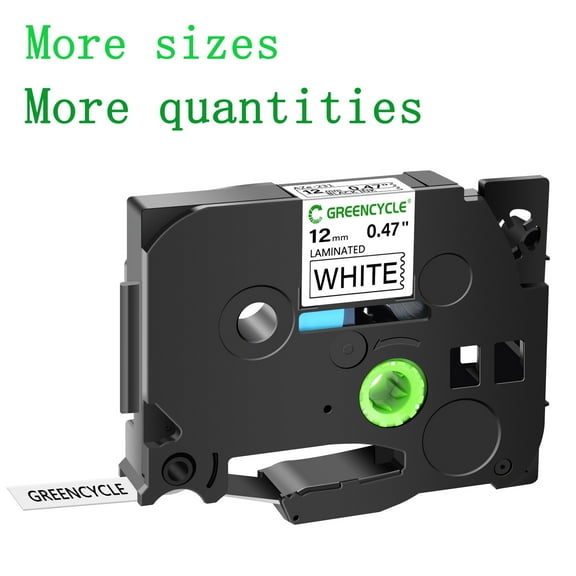 GREENCYCLE Compatible for Brother P-touch TZe-231 TZe231 TZ-231 TZ231 0.47'' 12mm Black on White Label Maker Tape