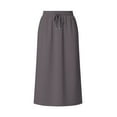 thumbnail image 3 of JWD Women's Elastic High Waist Maxi Skirt - Back Slit Flowy Wrap Skirt with Pockets for Casual Work Dark Gray M, 3 of 10