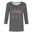 thumbnail image 4 of Mifsaly Christmas Shirt Women Xmas Red Wine Cups Loose 3/4 Sleeve T-Shirs 2025 Thanksgiving Dinner Tunic Pullover Tops Holiday Festival Party Blouse, 4 of 4
