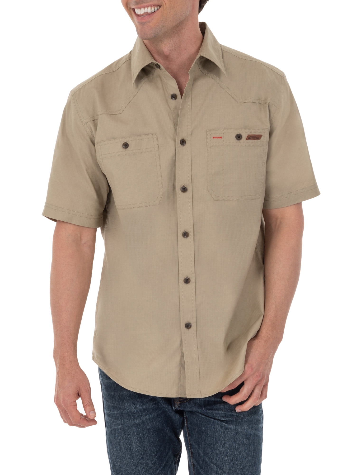 Genuine Dickies Men's Short Sleeve Button-Down Work Inspired Shirt ...