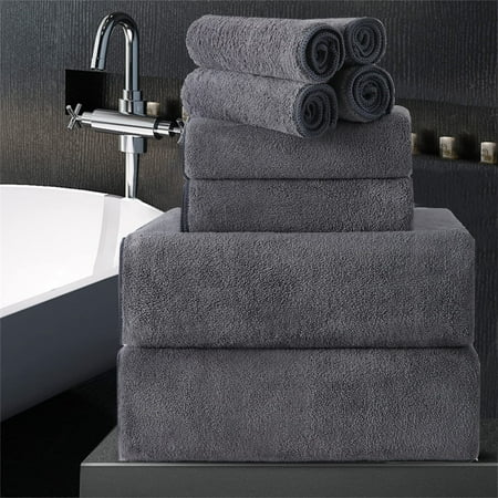 

Jessy Home 8 Pack Home Collection Ultra Soft Cozy Towels 700 GSM Dark Gray Plush Towel Set