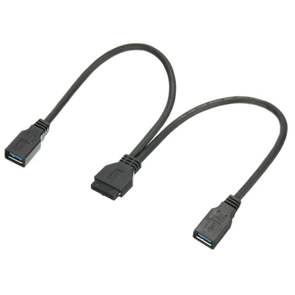 Uxcell USB 3.0 Female to 20 Pin Female Dual Port Splitter Cable Motherboard Header Cable 310mm