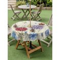thumbnail image 5 of Outdoor Tablecloth with Umbrella Hole Zipper Blue Purple Red Hydrangea Round Tablecloth 54" Waterproof Outside Table Cloth Country Butterflies Flowers Beige Patio Table Cover Tablecloths for Picnic, 5 of 8