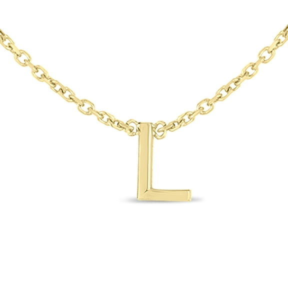 SZUL Women's 14K Solid Yellow Gold L Mini Initial Necklace