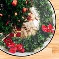 thumbnail image 4 of Coolnut Cat Christmas Wreath Christmas Tree Mats Waterproof Tree Skirt, Kitten Xmas Tree Stand Tray Mat Floor Protector Pad for Holiday Party Decoration, 28.3", 4 of 5