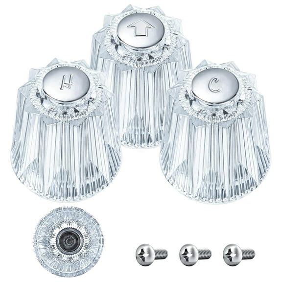 Arcticwind 3 replacement shower knobs Handle Replacement Universal Clear Acrylic Hot/Cold/Diverter Shower Knobs Compatible with Price Pfister Contessa and Windsor Tub and Shower Faucets