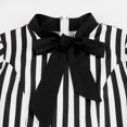 thumbnail image 4 of Formal Dresses for Women Short Sleeve Bowknot Neck Striped Retro Vintage 1950s Dress Fit and Flare Swing Cocktail Dress, 4 of 5