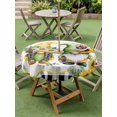 thumbnail image 4 of Outdoor Tablecloth with Umbrella Hole for Patio/Picnic/Party/Camping, Sunflowers Gnomes Waterproof Table Cloth Round Cover Washable, Eucalyptus Spring Black Checkered (Dia 54"), 4 of 8