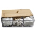 thumbnail image 1 of ITY International - Boîte de Rangement avec Couvercles en Bambou, 3 Compartiments, 9,45 Pouces x 3,34 Pouces x 2,75 Pouces, Transparent, 1 of 4