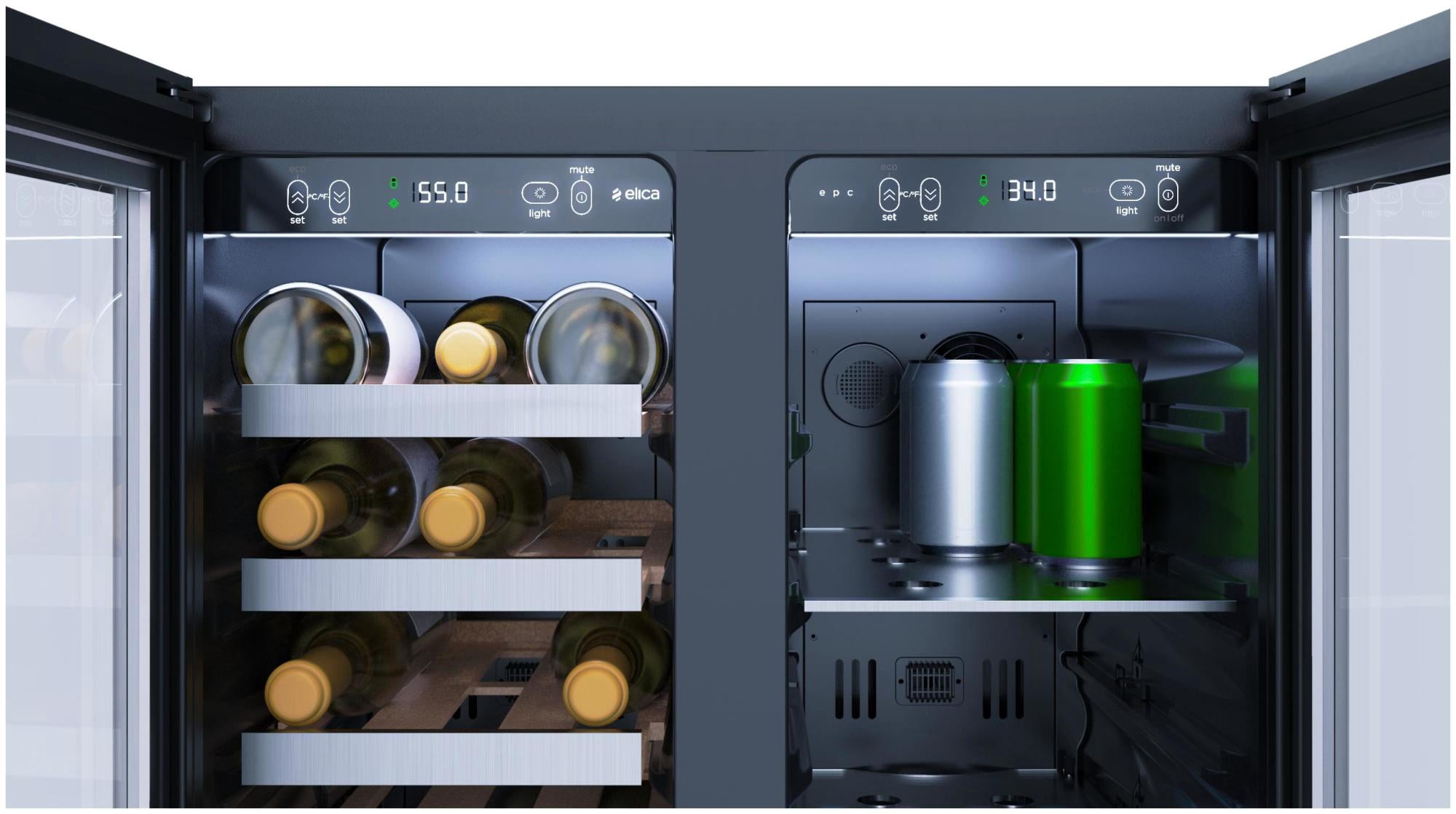 Elica Ebf521 24" Wide 21 Bottle Capacity And 60 Can Capacity Wine And Beverage Cooler -