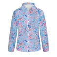 thumbnail image 4 of DDAPJ pyju Women's Casual Button Down Shirts Boho Floral Blouse Long Sleeve Dressy Summer Top Limited Time Sales Multicolor XXL, 4 of 5